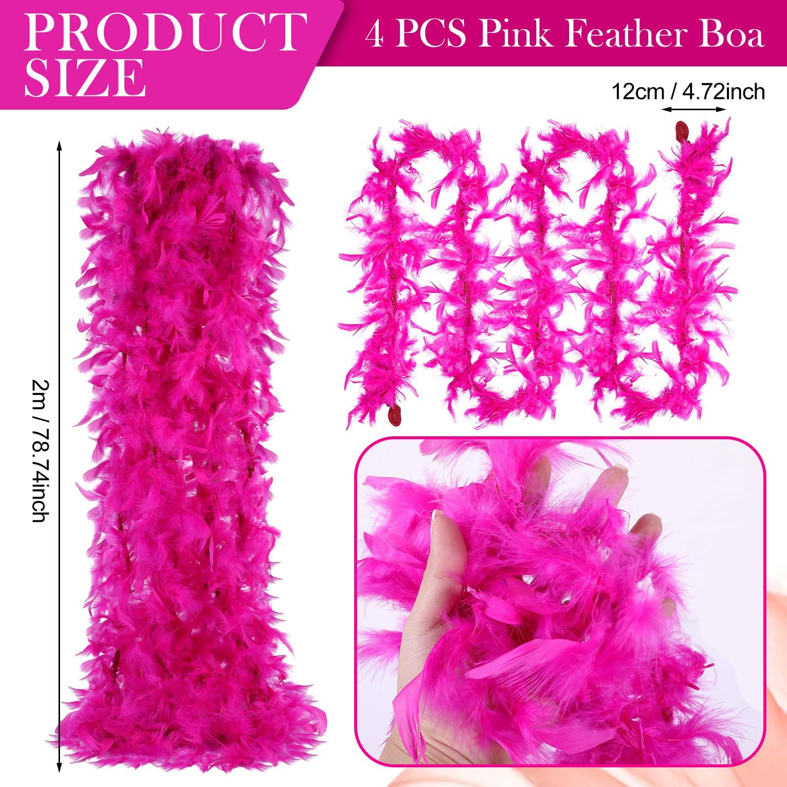 2238 8 Pcs Hawaii Flamingo Headband Pink Feather Boa Set Flamingo Headdress Amazon.com: Solsew 8 Pcs Hawaii Flamingo Headband Pink  main image 2