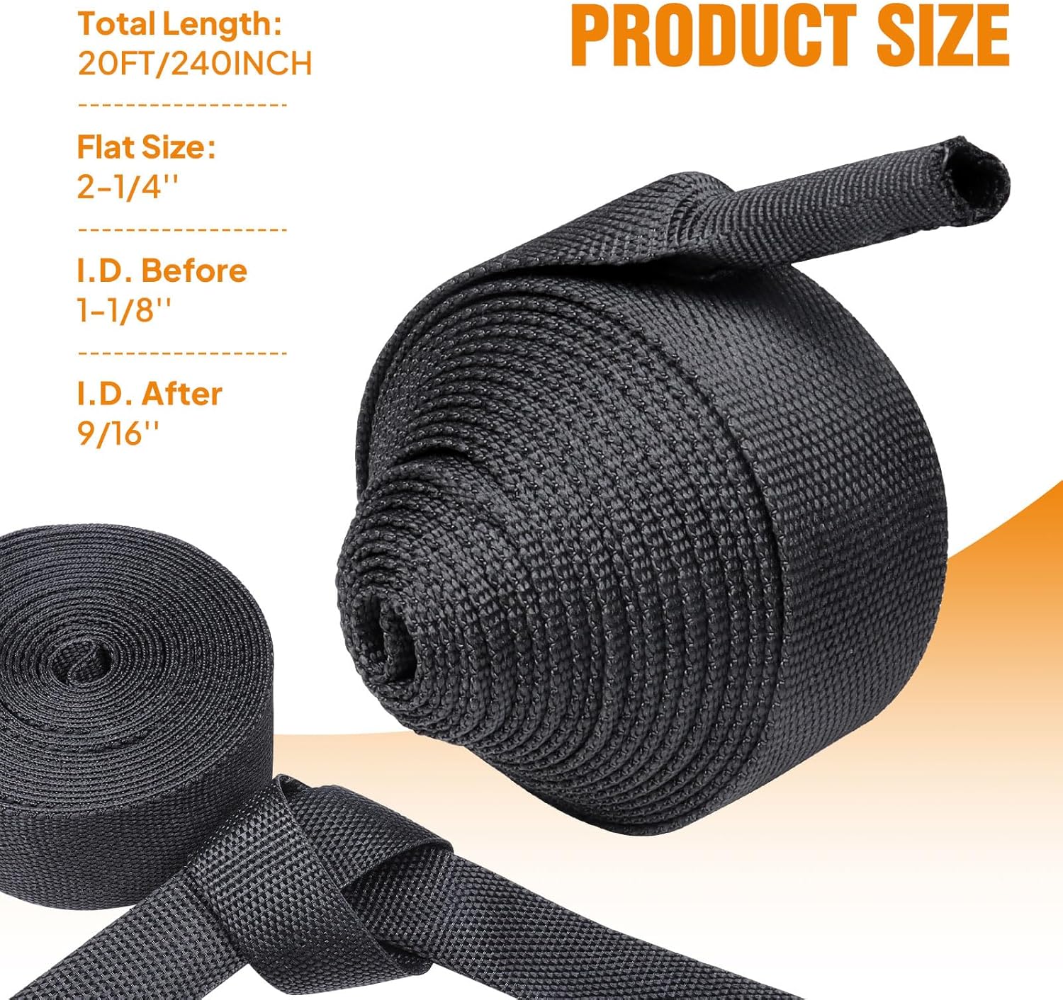 2-1/4'' Heat Shrinkable Protective Hose Sleeve Cable Sleeve Wire Cutting Cover Management Wrap for Cord Tig Welding Torch Hydraulic (20Feet(240Inch))