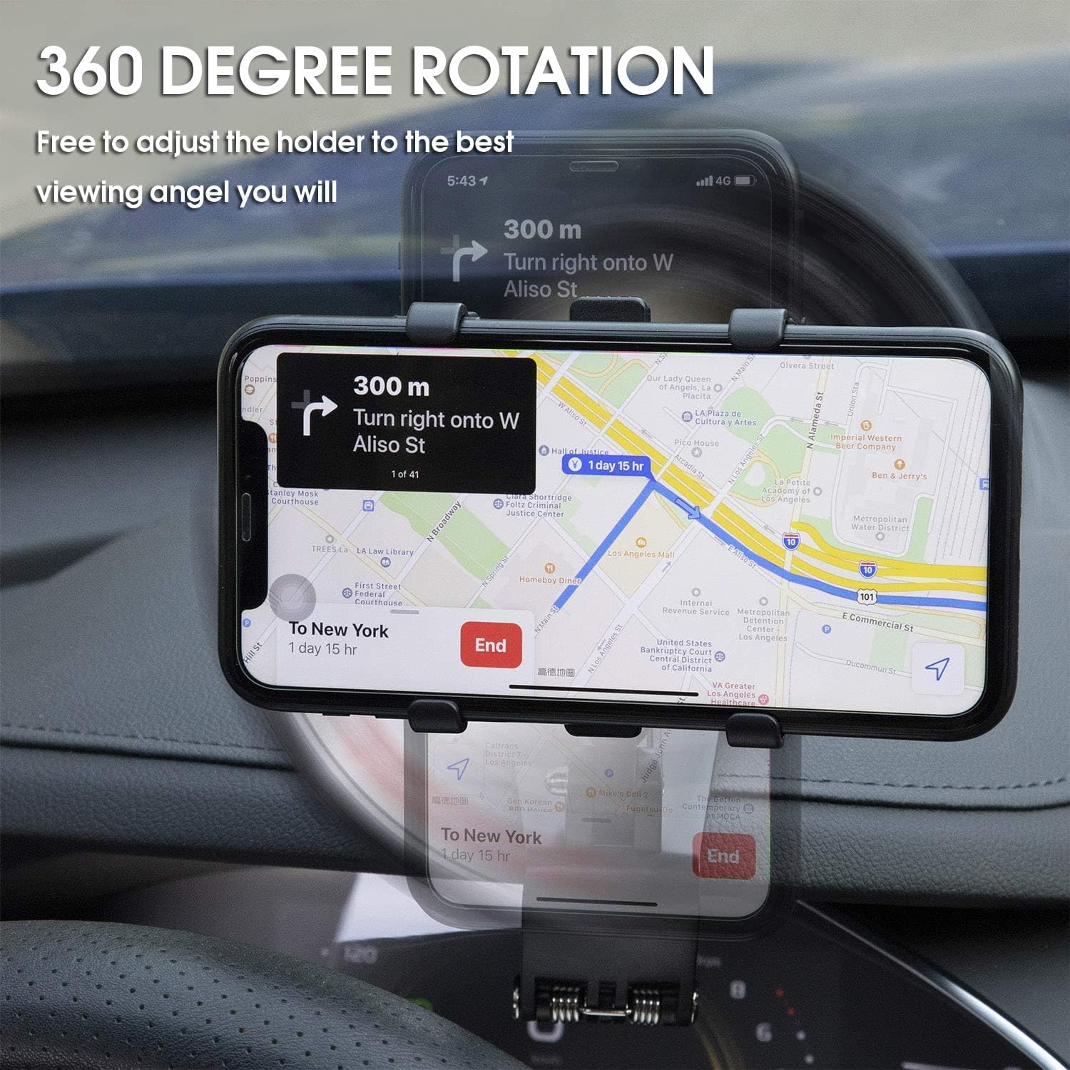 Support de téléphone Multifonction pour Tableau de Bord de Voiture pour VW Caddy 5/V 2020-2024 2025, Support de Téléphone Voiture Rotation à 360 degrés