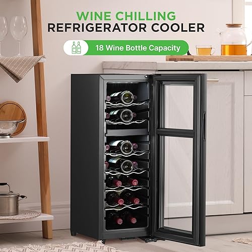 Miniatura 2 de NutriChef PKCWCDS182 - Bodega para refrigerador de vino, capacidad interna de 18 litros de almacenamiento y 58.2 litros, enfriador de zona única con