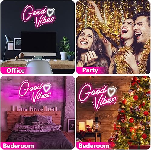 Miniatura 6 de Letrero de neón Good Vibes para decoración de pared, letrero de luces de neón Good Vibes, letrero LED Good Vibes para pared de dormitorio, funciona
