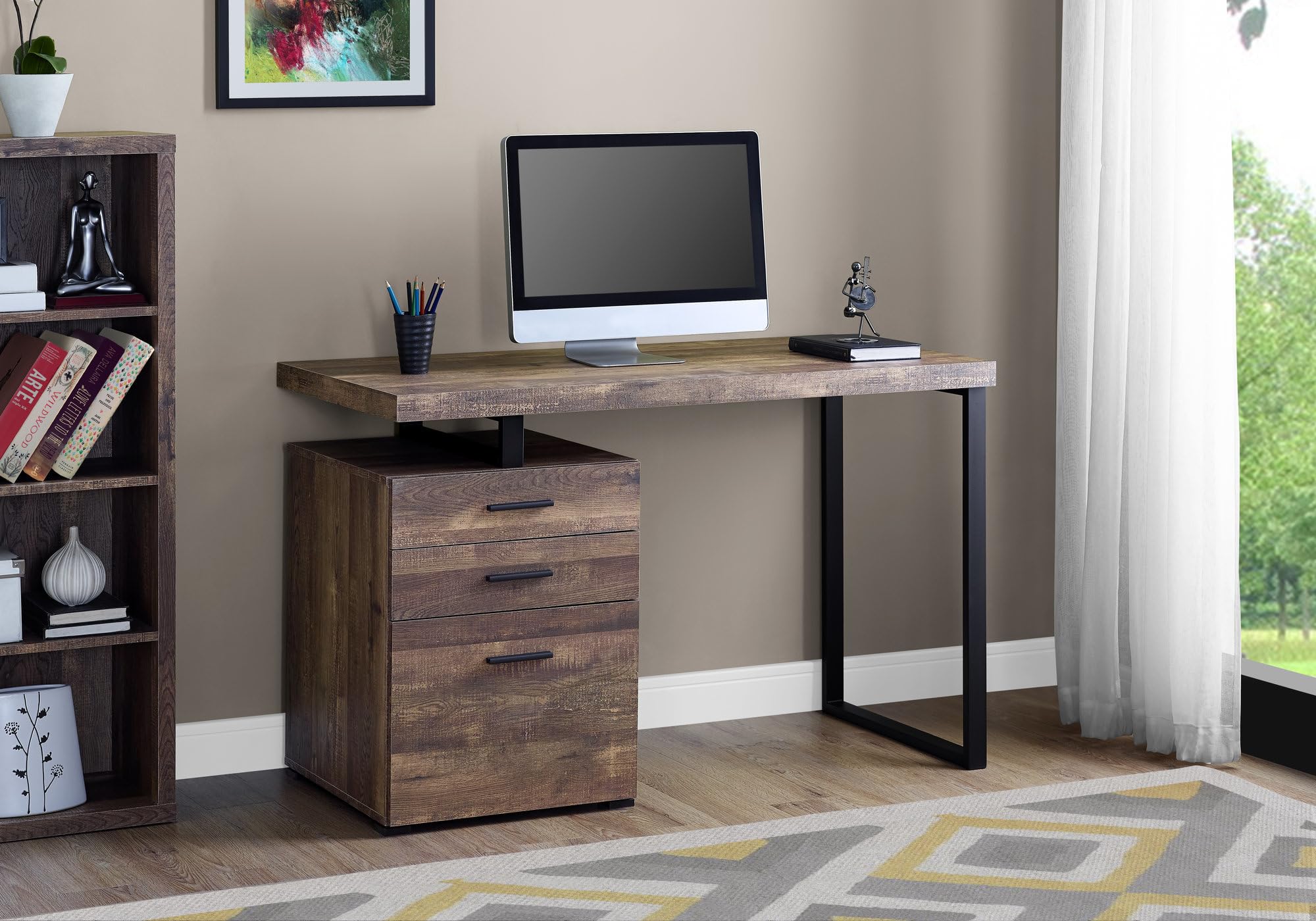 Monarch Specialties Computer Desk with File Cabinet - Left or Right Set- Up - 48