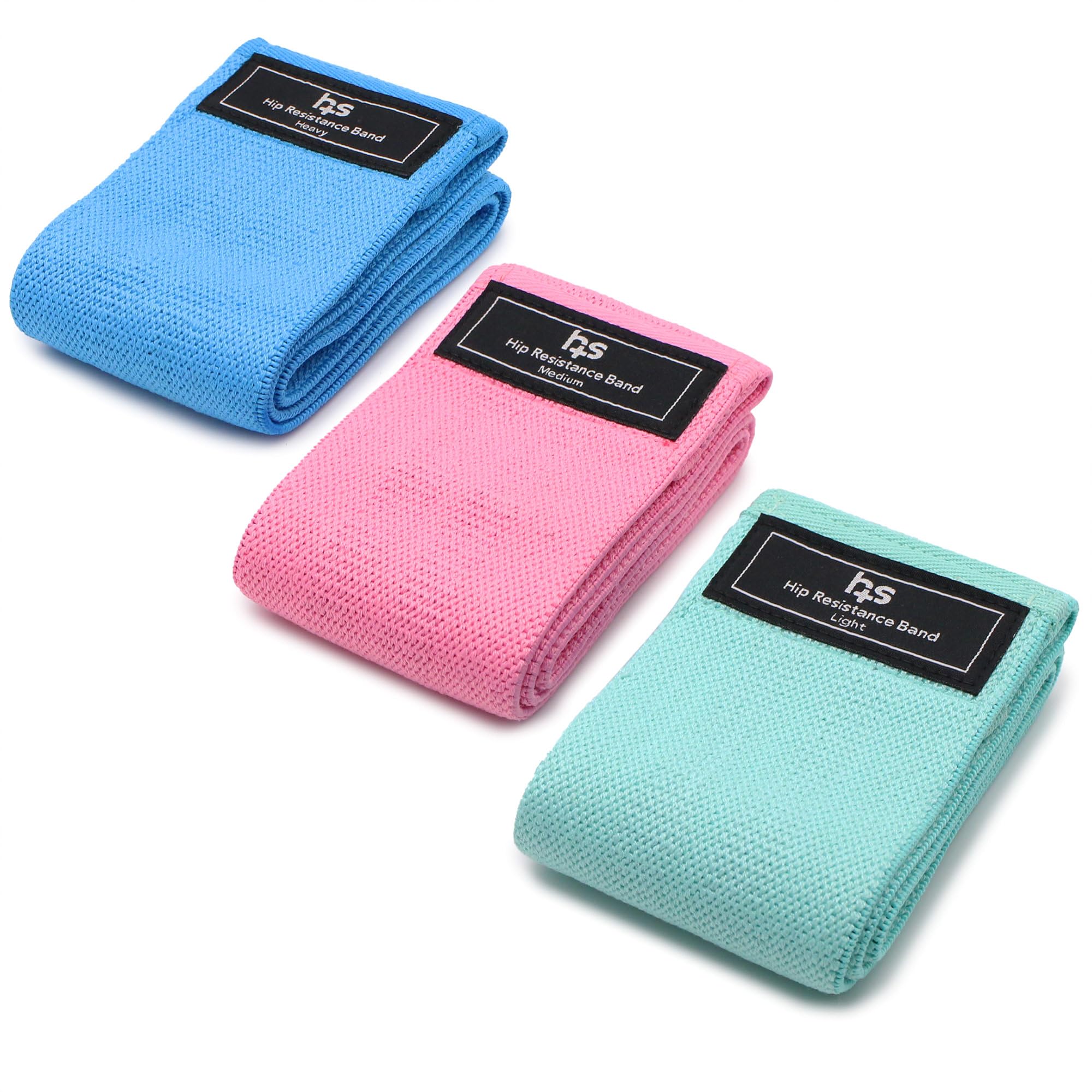 Healthsmart Fabric Resistance Bands, Targets Abs, Glutes, Quads, Calves, Hamstrings, 3 Bands with Variable Resistance Levels, Minimum 15lbs and Maxes at 70lbs, Travel Case & Exercises Included