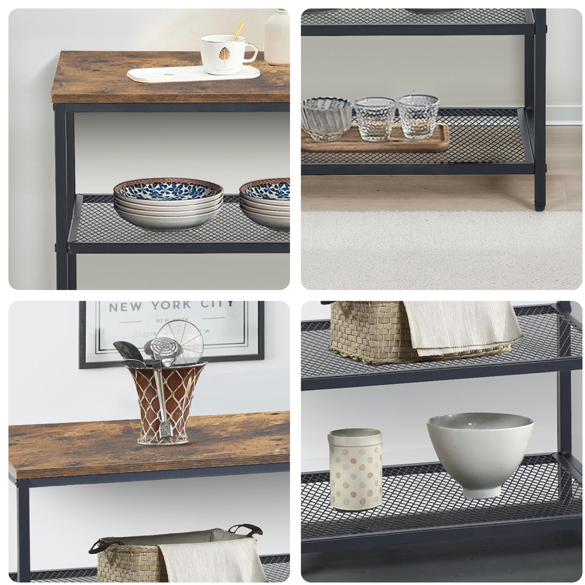 FurnitureR 50CM Hocker Aufbewahrungsbank, Aufbewahrungseinheit mit 3-Regalen und Nivellierfüßen, Hocker Bank mit Vintage MDF, für Wohnzimmer, Schlafzimmer, Flur, Küche, Esszimmer, Braun,50x28x48CM