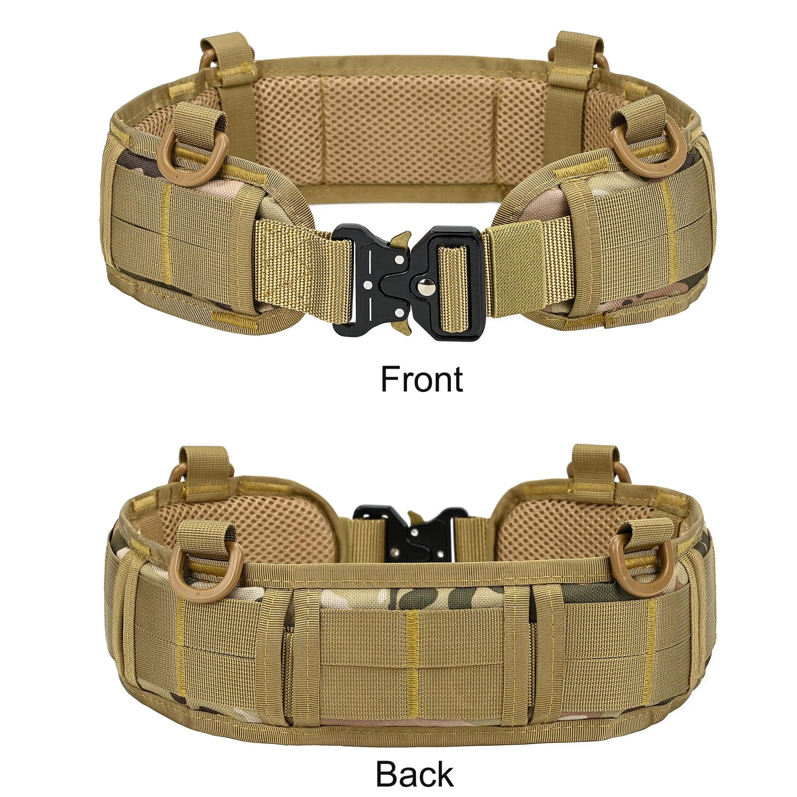 LUUFAN Juego de cinturón táctico militar, cinturón de trabajo nailon ajustable con hebilla de metal resistente para actividades al aire libre (colores caqui y)