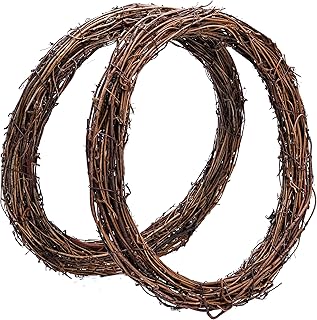 Byher Grapevine Wreath, 2 PCS 12 Inch Natural Vine Wreath for Crafts (Wreath Frame)