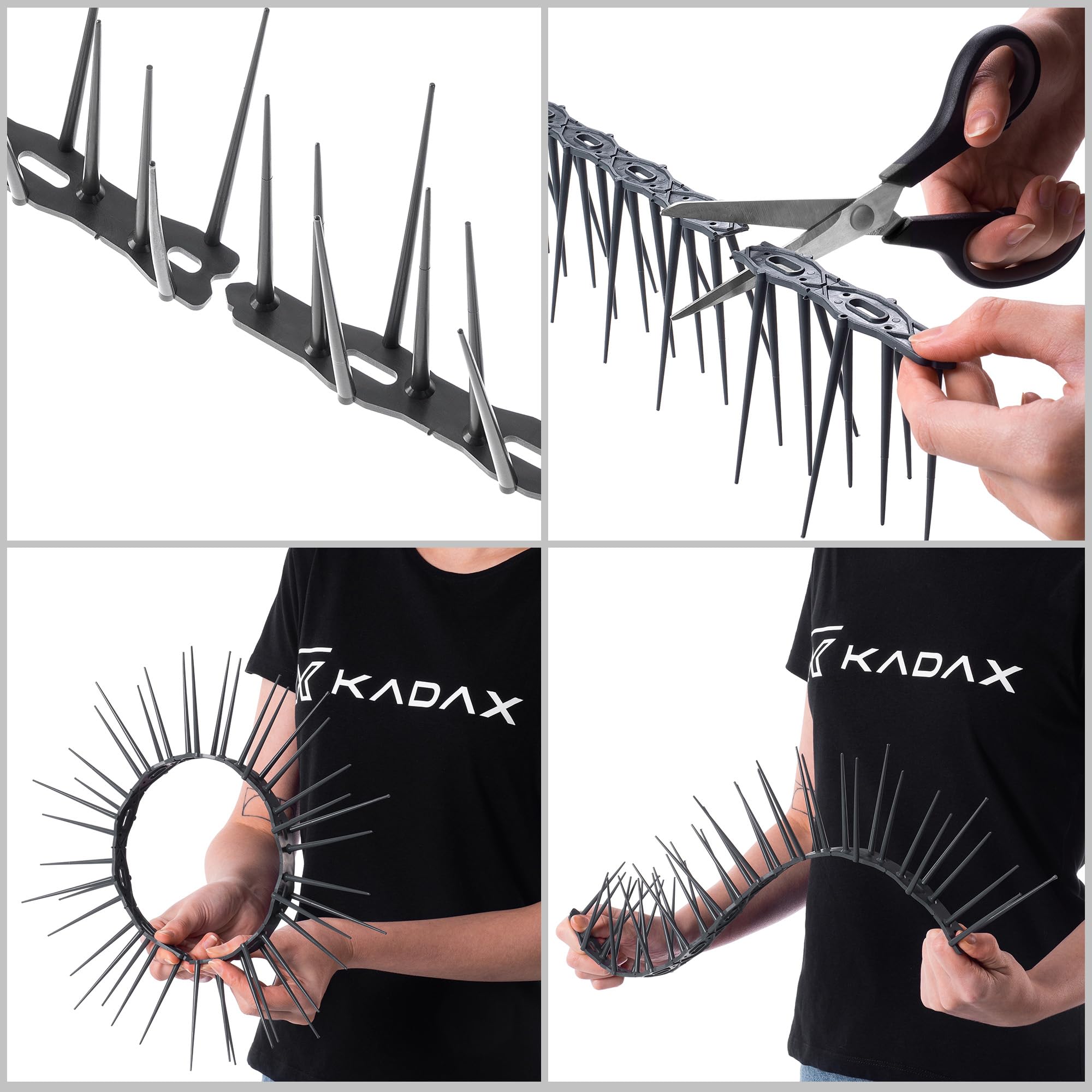 KADAX Dissuasore per uccelli in plastica, protezione per piccioni, per balconi, finestre, tetto, giardino, spaventapasseri per uccelli (antracite, 50 pezzi)