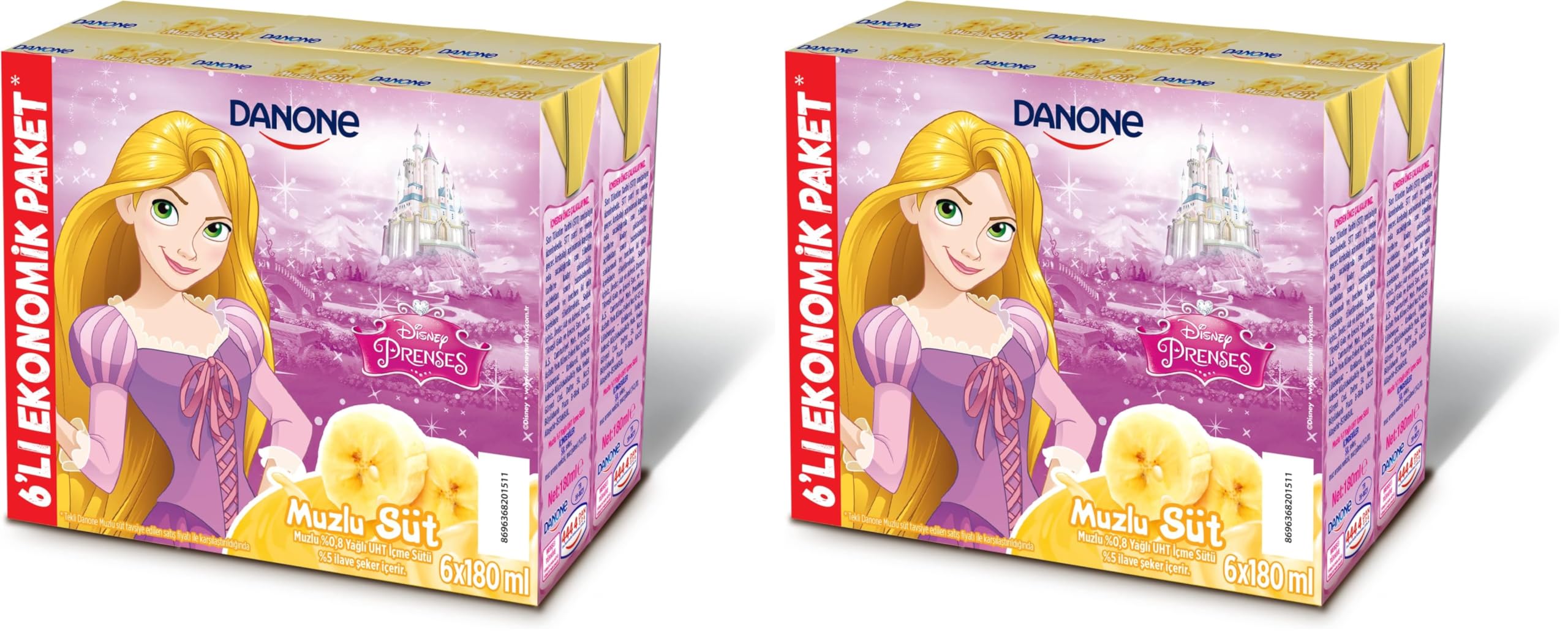 Danone Disney 6'lı Muz Aromalı Süt (6x180 ml) 2li paket