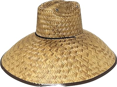 Mrlahat Extra Wide Brim Straw Sombreros Palma Lifeguard Style Sun Hat w/Chin Strap & Vented Crown OSFM Khaki