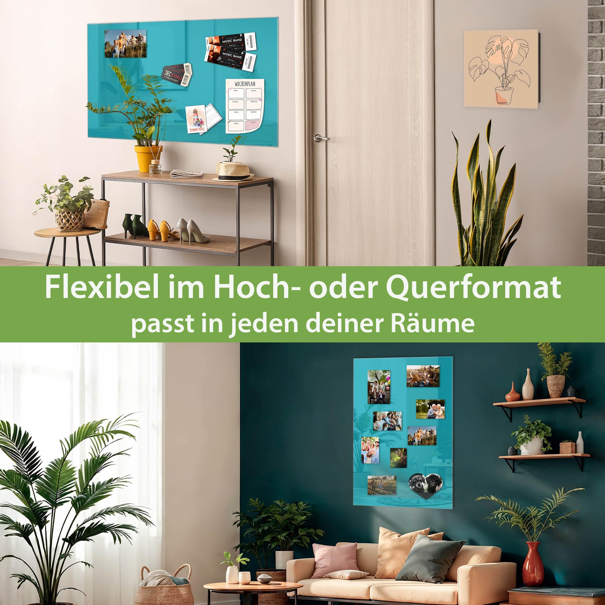 banjado Glas-Pinnwand in 60x40cm für Notizen und klare Farbgestaltung