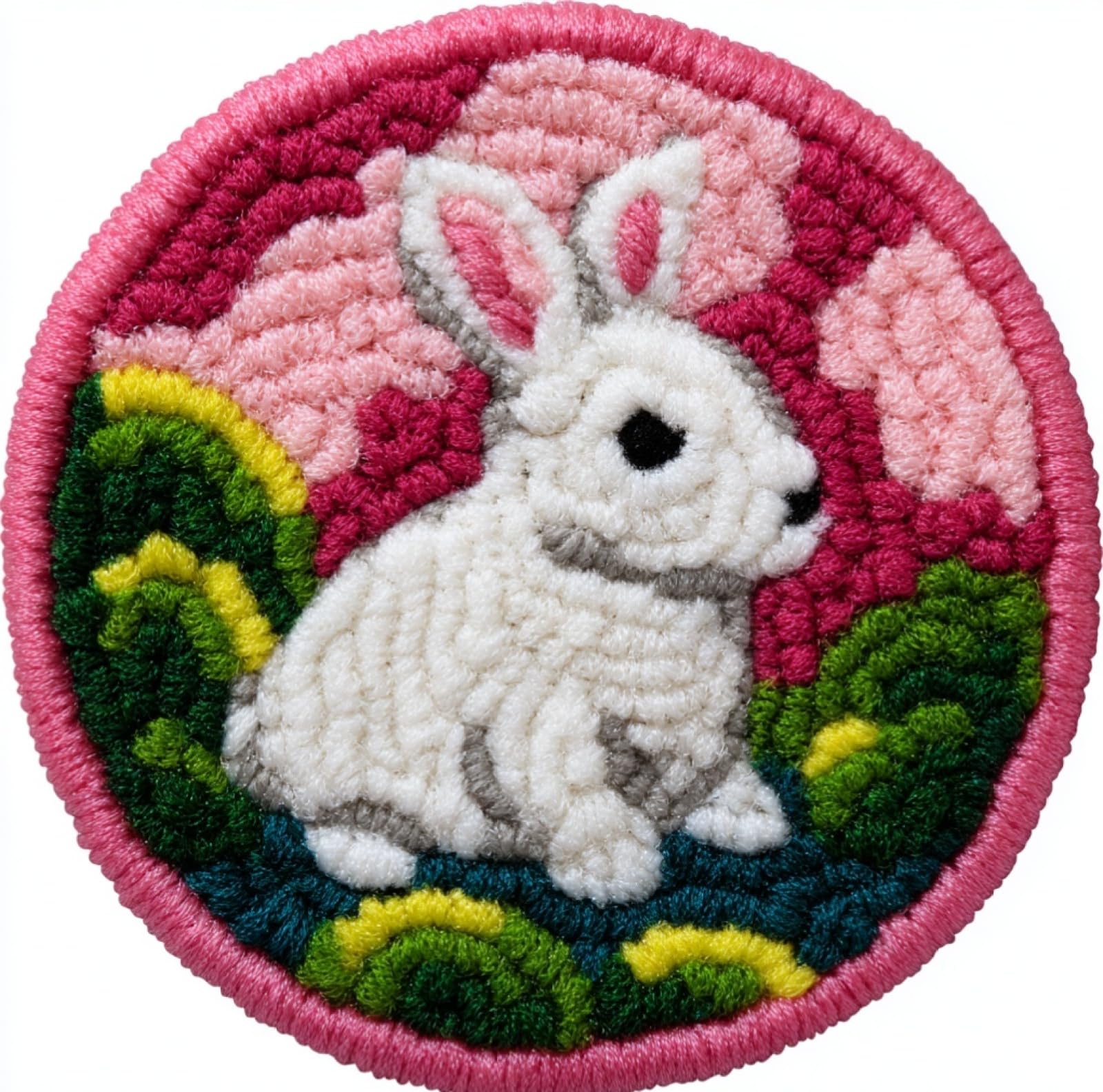 WallustrioaW Latch Hook Rug Kits for Adults Kids Beginners,Cute Bunny,DIY Crochet Rug Making Kit with Printed Patterns Canvas Yarn Carpet Crafting Arts,50x50cm