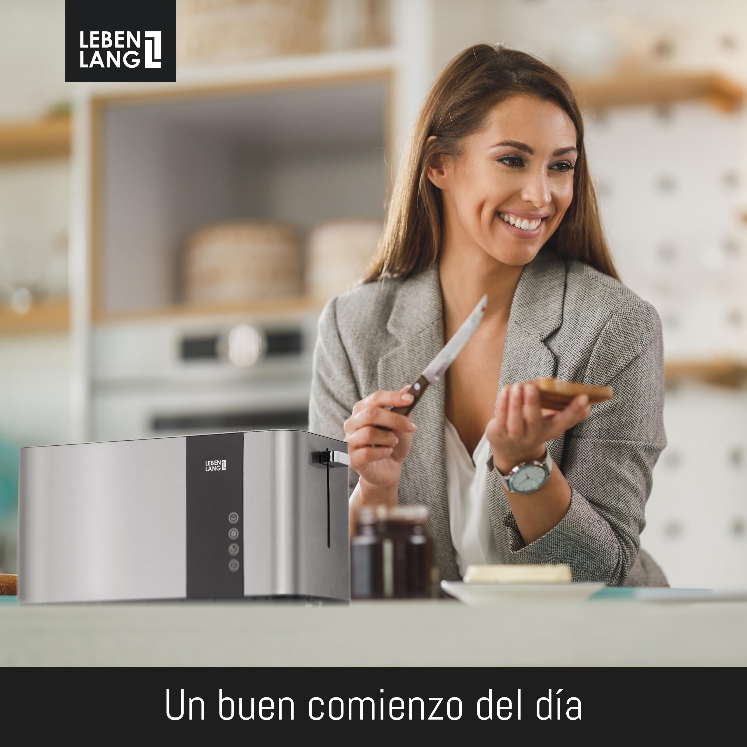 LEBENLANG 1400 W Tostadora pan ranura ancha acero inoxidable 4 rebanadas | Pantalla LED táctil & 7 Modos I Torradeira tostador de pan toaster tostadora inteligente tostadoras torradeira