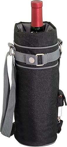 LEGACY - a Picnic Time Brand Bolsa de vino aislada individual negrogris
