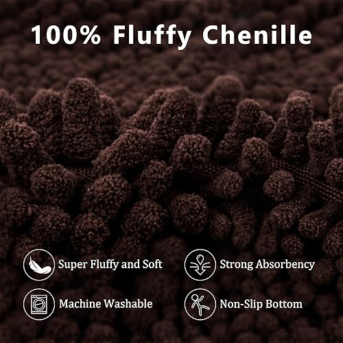 Miniatura 4 de Tapetes de baño, felpilla lavables a máquina, tapetes de baño de felpilla no sedosos y duraderos, tapetes de baño para suelo de ducha, decoración de