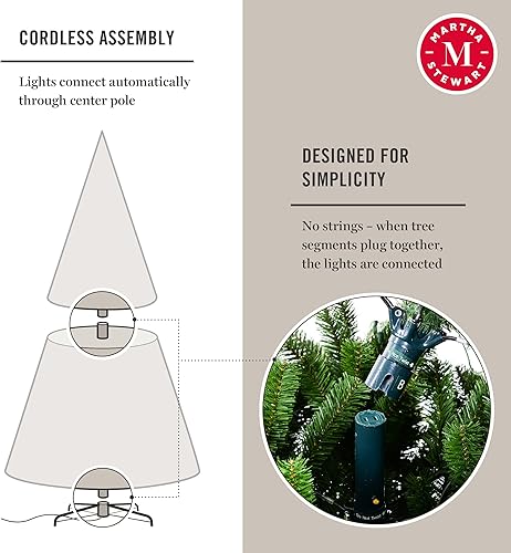 Miniatura 6 de MARTHA STEWART Natural Pine - Árbol de Navidad artificial preiluminado, 5 pies, luces blancas transparentes