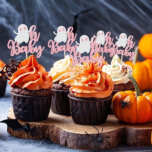 Miniatura 136 de Gyufise 24 adornos para cupcakes con purpurina espeluznante y espeluznante para cupcakes, decoración para Halloween, baby shower, niños, niñas