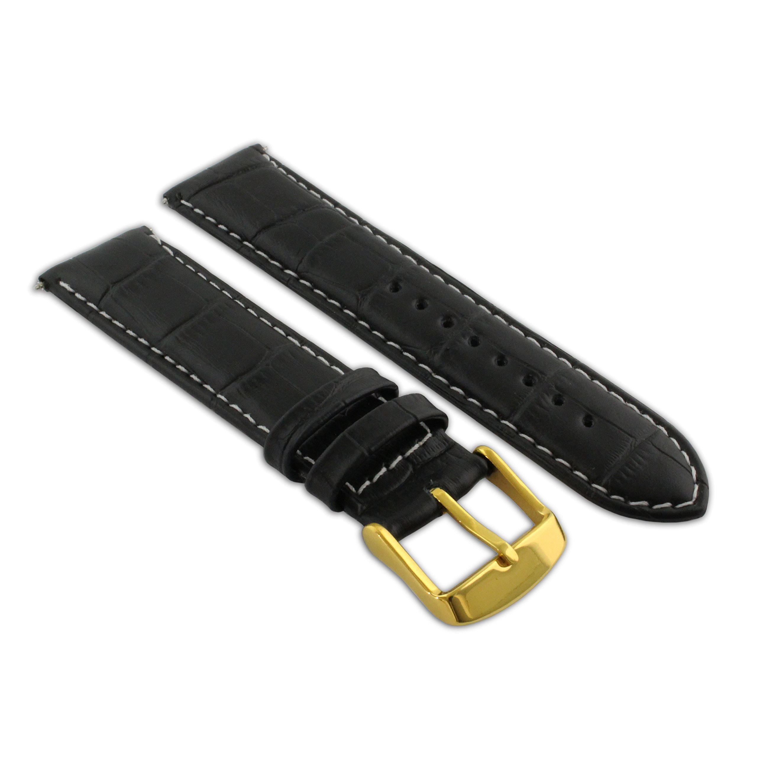 Bracelet Montre Avec Boucle En Cuir Croco Brillant 26 Mm Noir