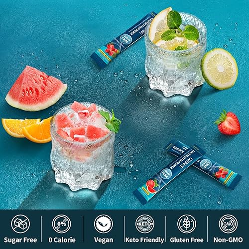 Miniatura 4 de Paquetes de electrolitos en polvo, 60 paquetes de hidratación sin azúcar, mezcla de bebidas con electrolitos, paquetes de electrolitos de viaje para