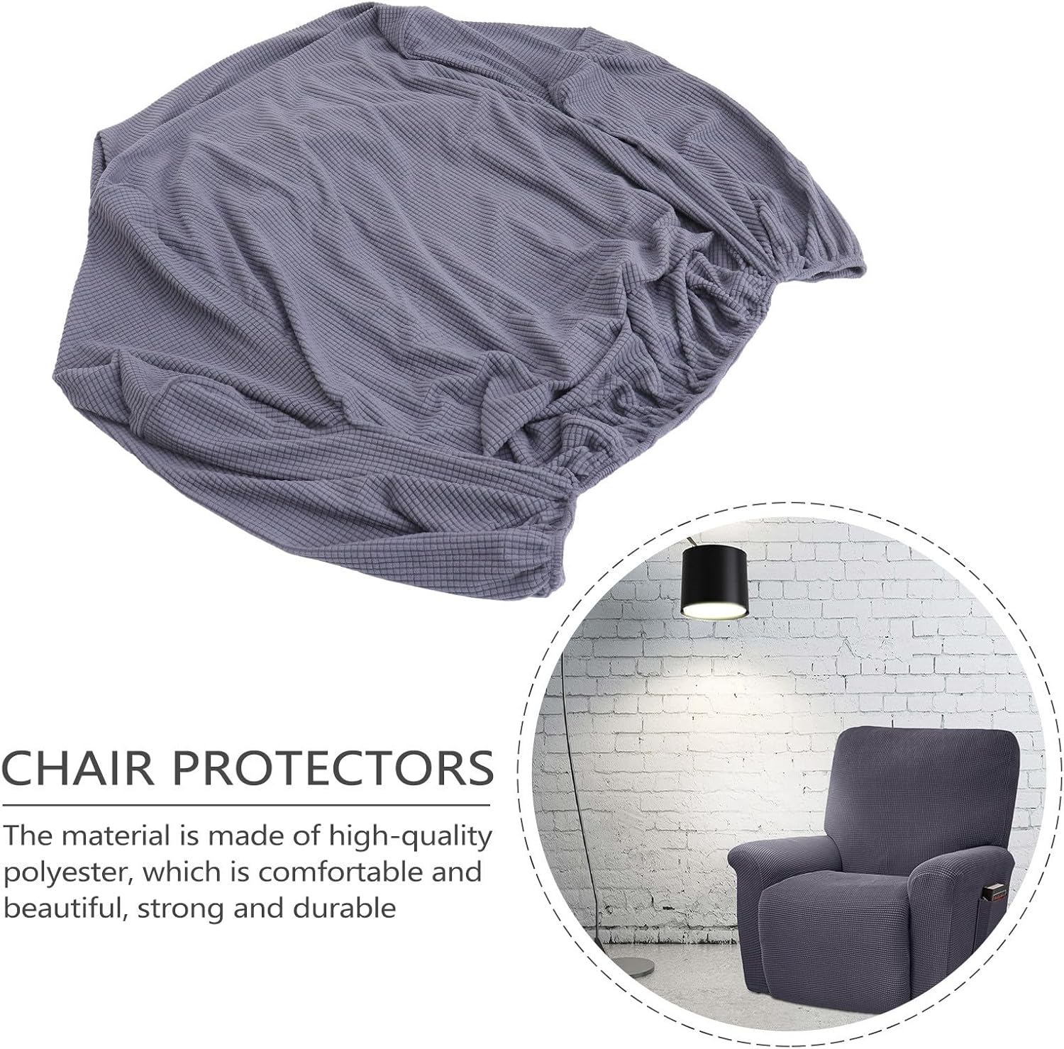 Chair Slipcover Recliner Cover All-Around Stretch Fleece Elastic Armchair Protector Deep Gray Comfortable Home Seat Cover for Living Room