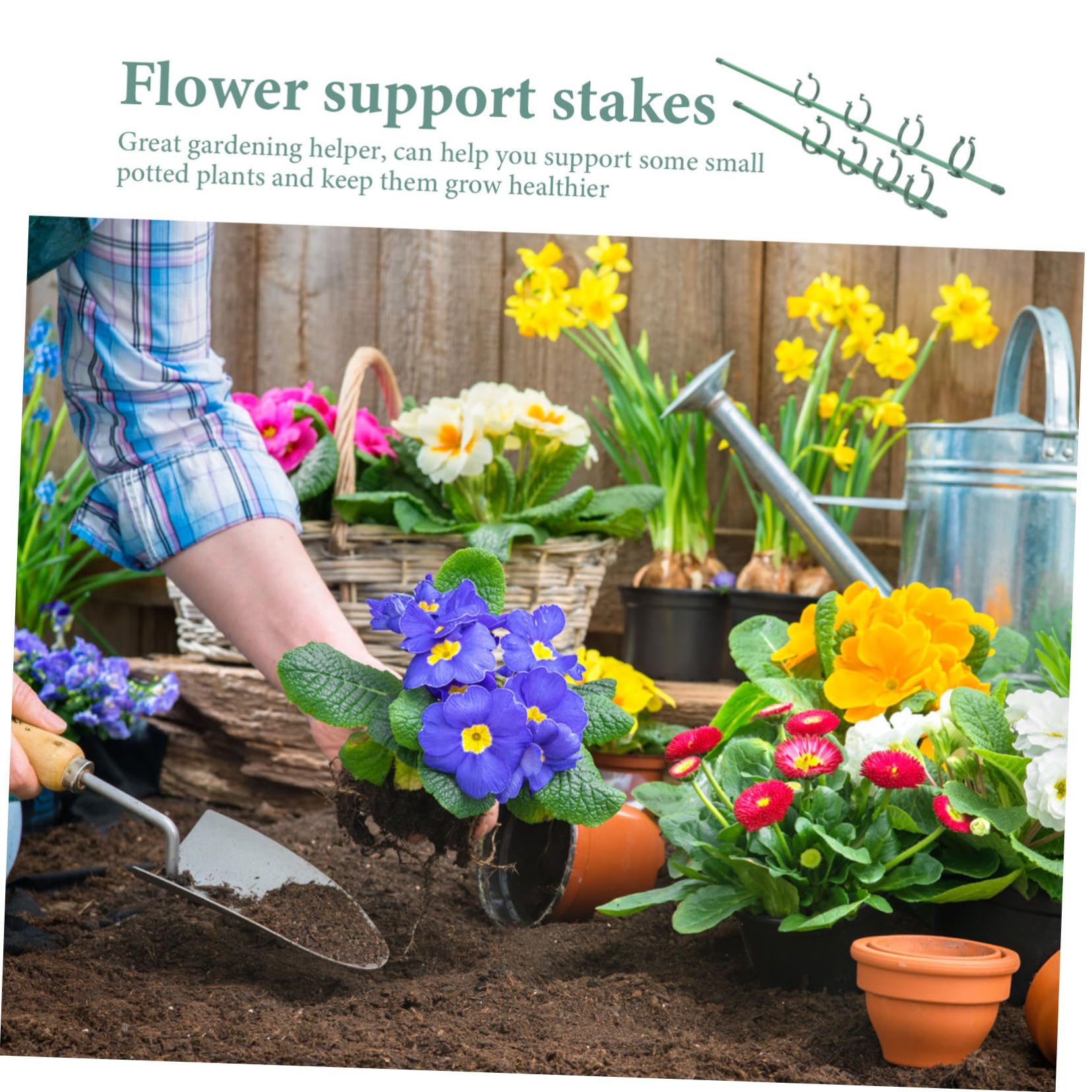 Toyvian 2 Ensembles Support du Support de Fleurs pieu enjeux Escalade de Plein air Les Soutiens Rester Support de Tige Unique de Jardin Fournitures de Jardinage Tige en Fibre de Verre Vert