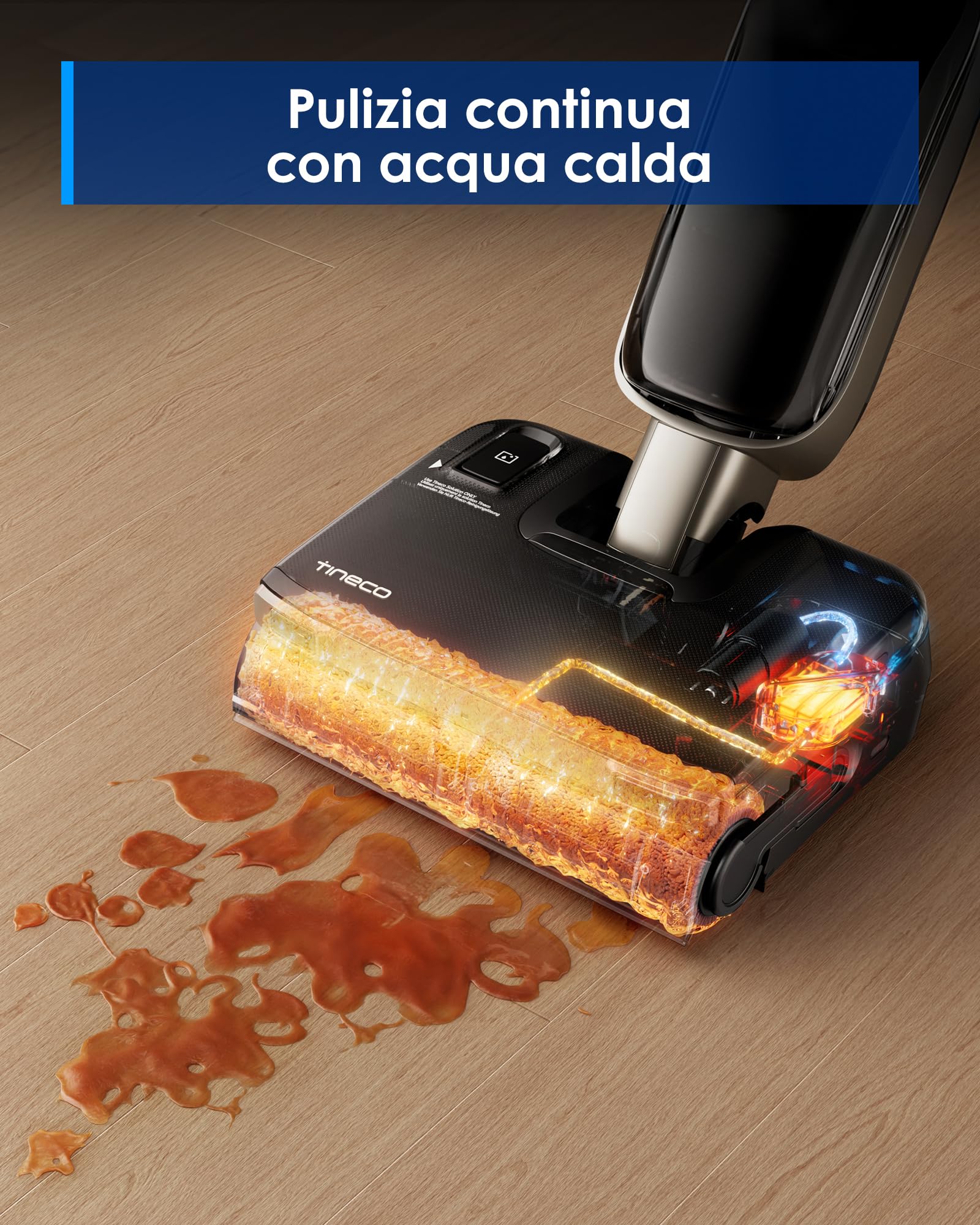 Tineco FLOOR ONE S9 Master Lavapavimenti aspirapolvere senza fili, pulizia ad acqua calda, corpo ultrasottile da 9,9 cm, aspirazione da 23000Pa, sistema autopulente Flashdry