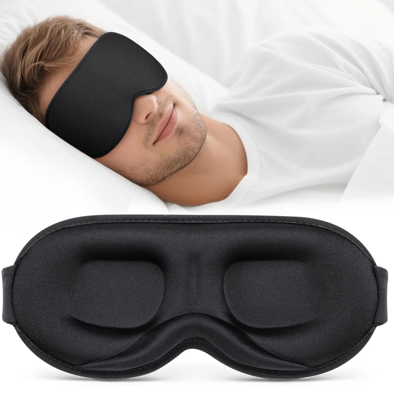 Photo 1 of Vynix Sleep Mask for Men Women - 100% Blackout Eye Masks for Sleep - 3D Soft Sleeping Mask for Side Sleepers - Zero Pressure Lash Extensions Eye Cover Shade for Airplane Travel Essentials, Black