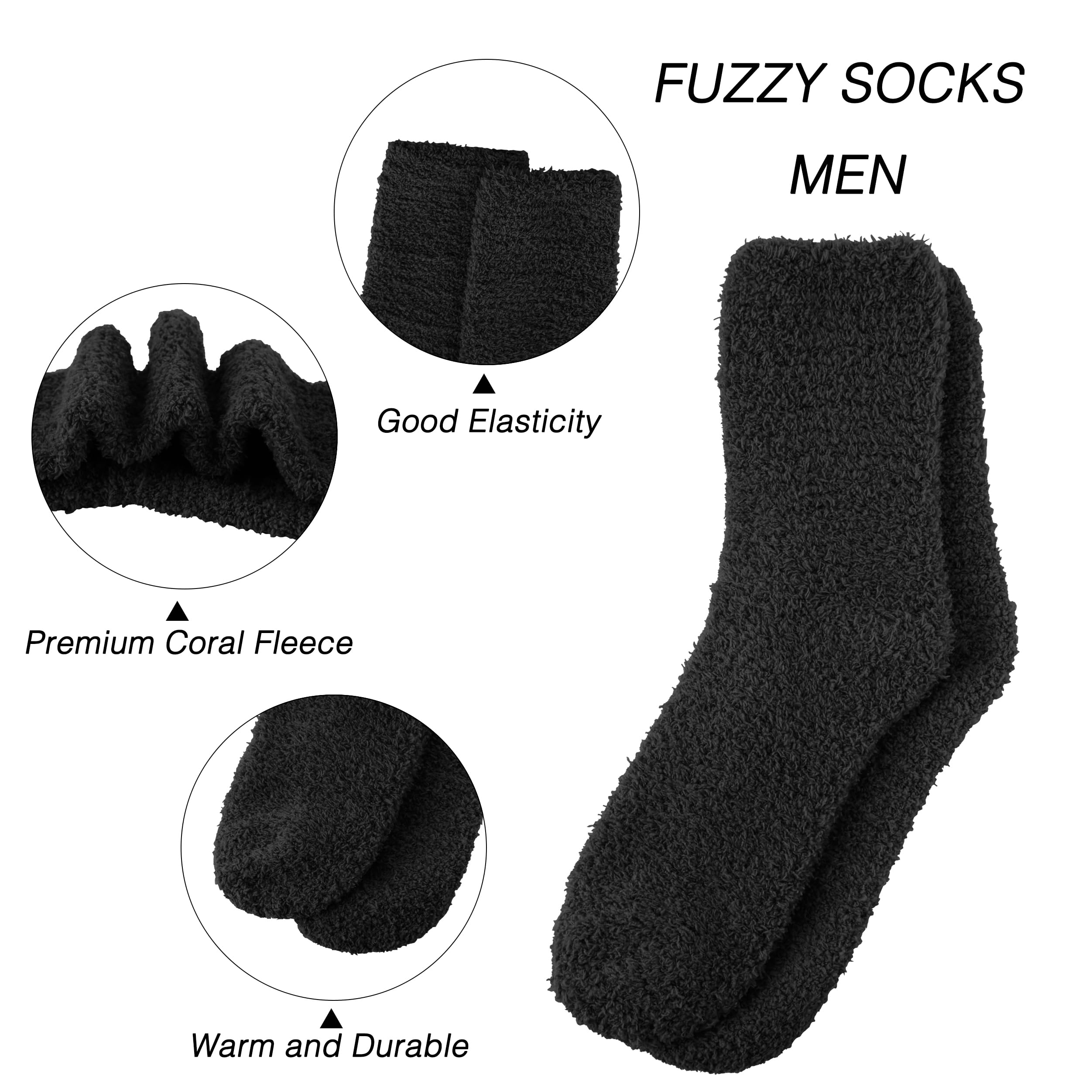 OVOV 3 Paar Herren Bodensocken Winter Warm Coral Fleece Flauschige Weiche Fuzzy Home Socken