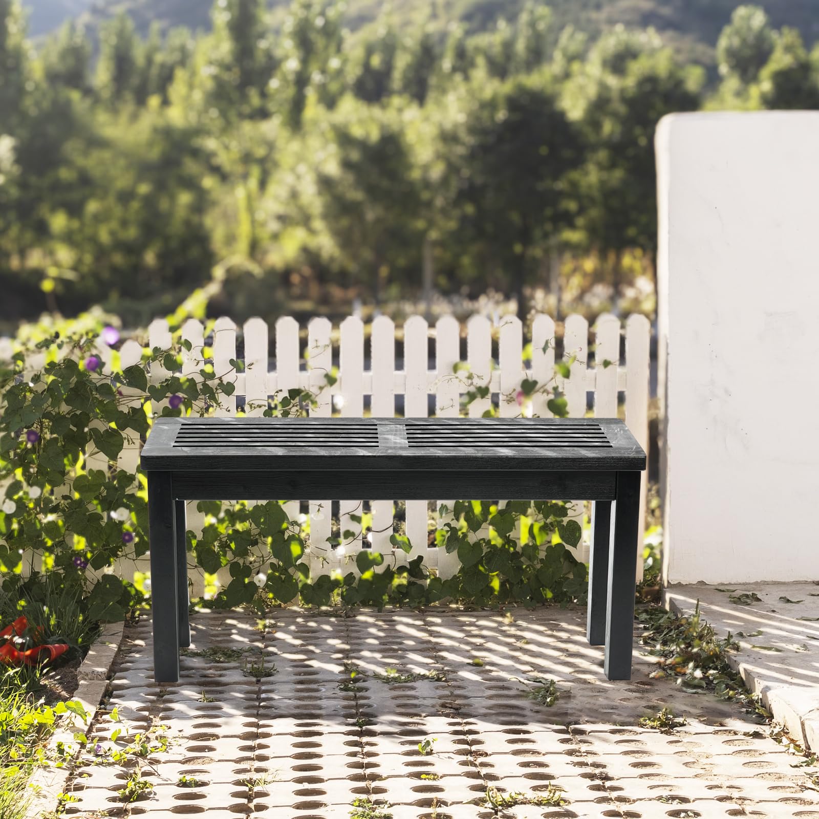 Bonnlo Panchina in Legno Massello da Giardino, Panca da Esterno Impermeabile e Resistente alle Crepe per Patio e Terrazza