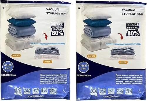 6 Combo Pack Vacuum Storage Bags (3 Jumbo Size 51"X40" and 3 Extra Large Size 47"X32") for Storage Organization