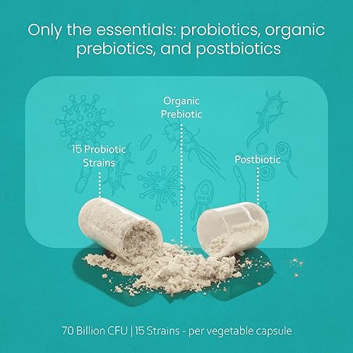 Miniatura 5 de NaturaLife Labs Probióticos 70 mil millones de UFC – 15 cepas con prebiótico y posbiótico orgánico – Fórmula 3 en 1 – 30 cápsulas veganas