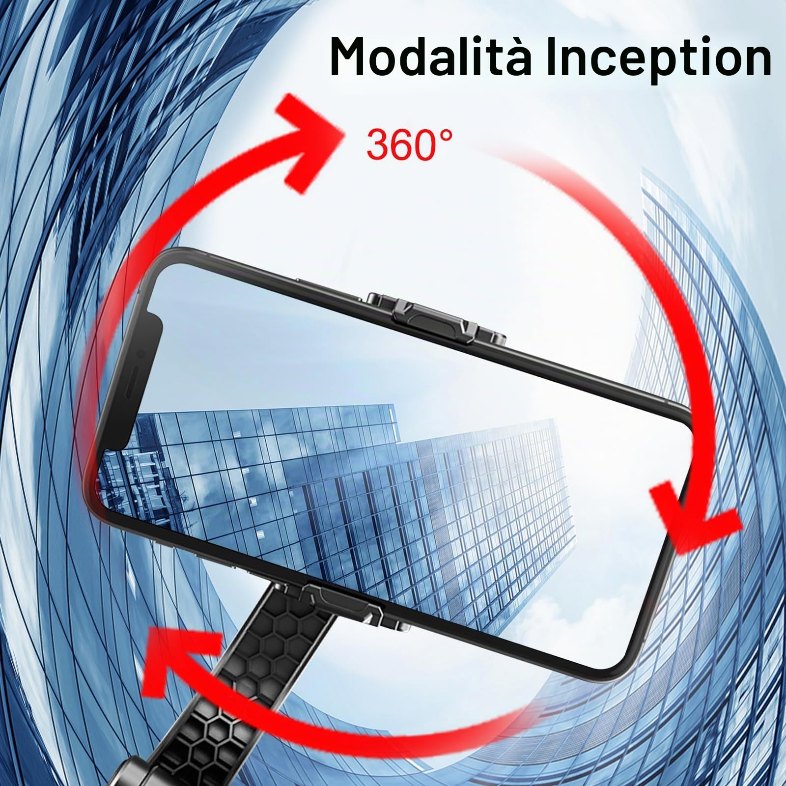 Stabilizzatore selfie con telecomando bluetooth, stabilizzatore smartphone a 1 asse, piccolo e leggero, pieghevole, per vlogging, YouTube, video dal vivo, compatibile con iPhone/Android