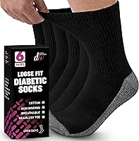Vista 17 de Debra Weitzner Diabetic Socks For Men and Women Loose Fit Non-Binding Cotton Crew Socks 6 Pairs