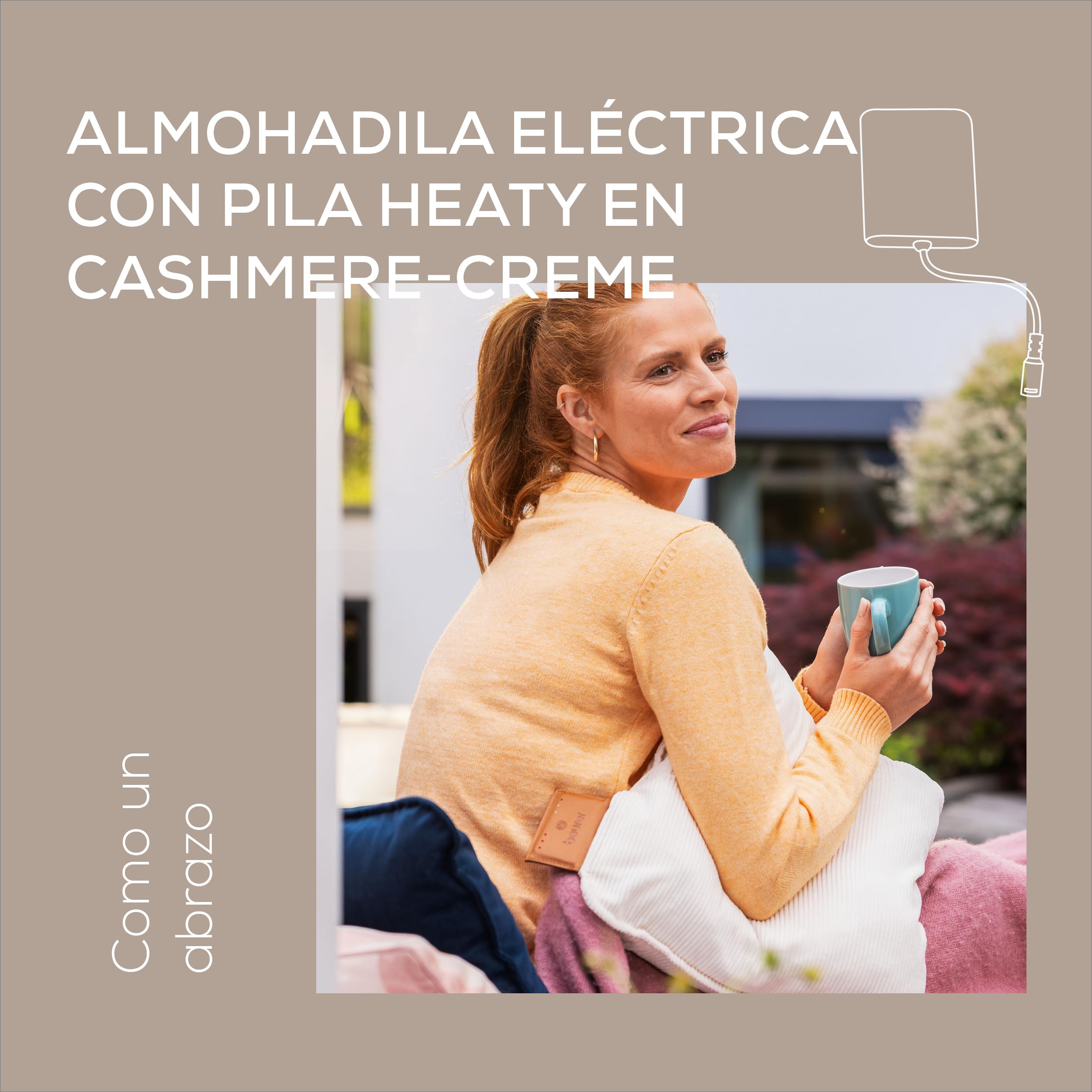 Beurer Heaty Almohadilla eléctrica, almohadilla eléctrica inalámbrica, con mecanismo de desconexión automática y 3 niveles de temperatura, con rápido calentamiento, blanco