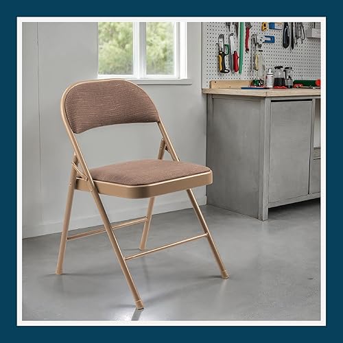 Miniatura 13 de OEF Furnishings OEF970 Series - Sillas plegables acolchadas de tela de alta calidad, asiento y respaldo acolchados cómodos para salas de Marrón