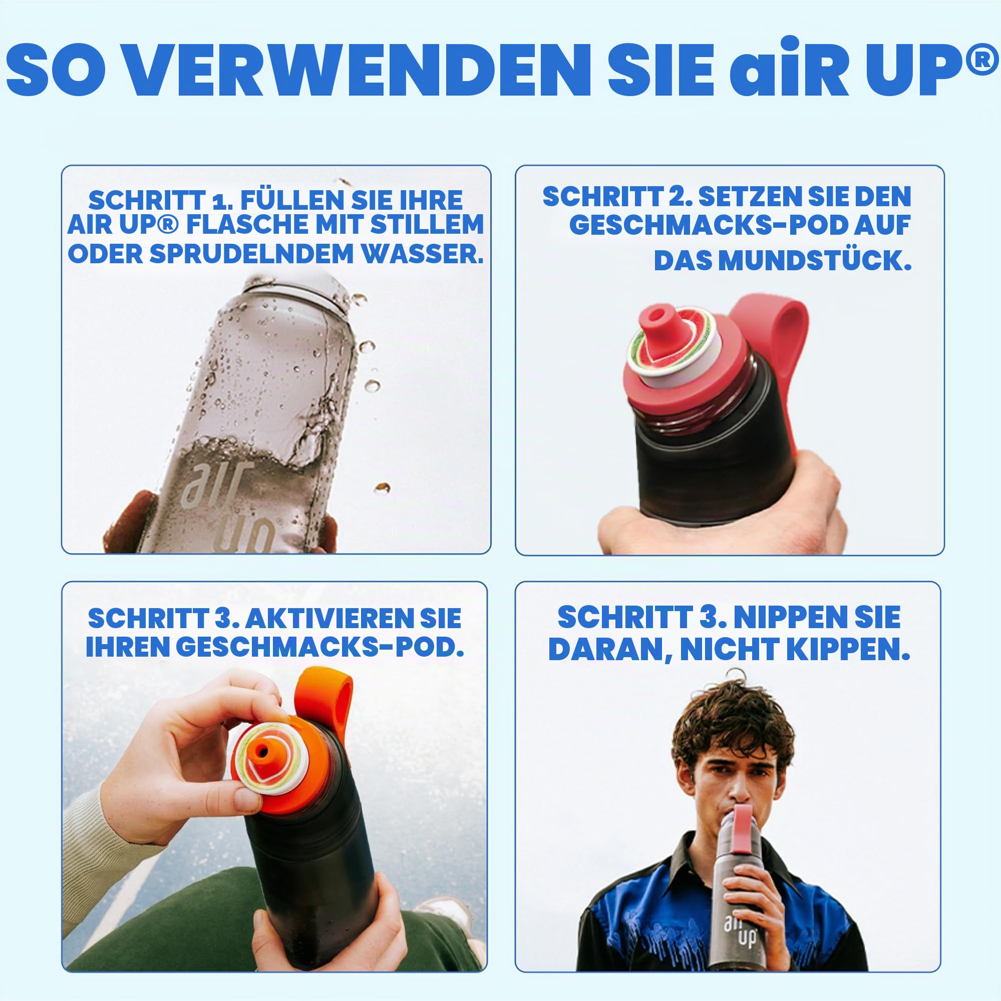 Air Up Wasserflasche (625 ml) Perlweiß Mit Strohhalm, Auslaufsicher, Spülmaschinenfest, Aromatisiert für Fitnessstudio, Ohne Zucker, Geeignet für Alle