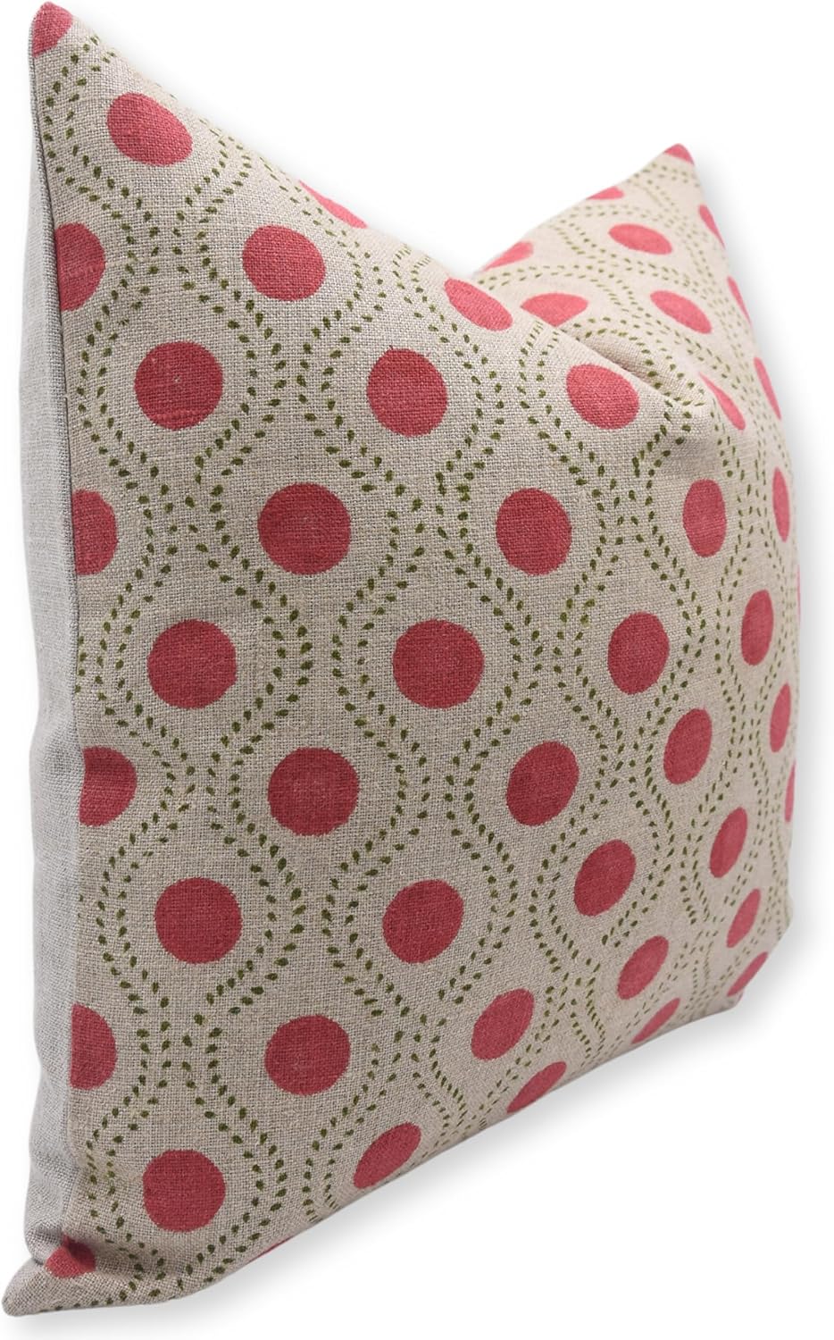 Handmade Block Print Thick Linen 26X26 Throw Zipper Floral Printed Pillowcase Cushion Cover for Sofa Couch, Summer Fall Decoration, Home Décor, Farmhouse, Living Room, Raajbhog, Red