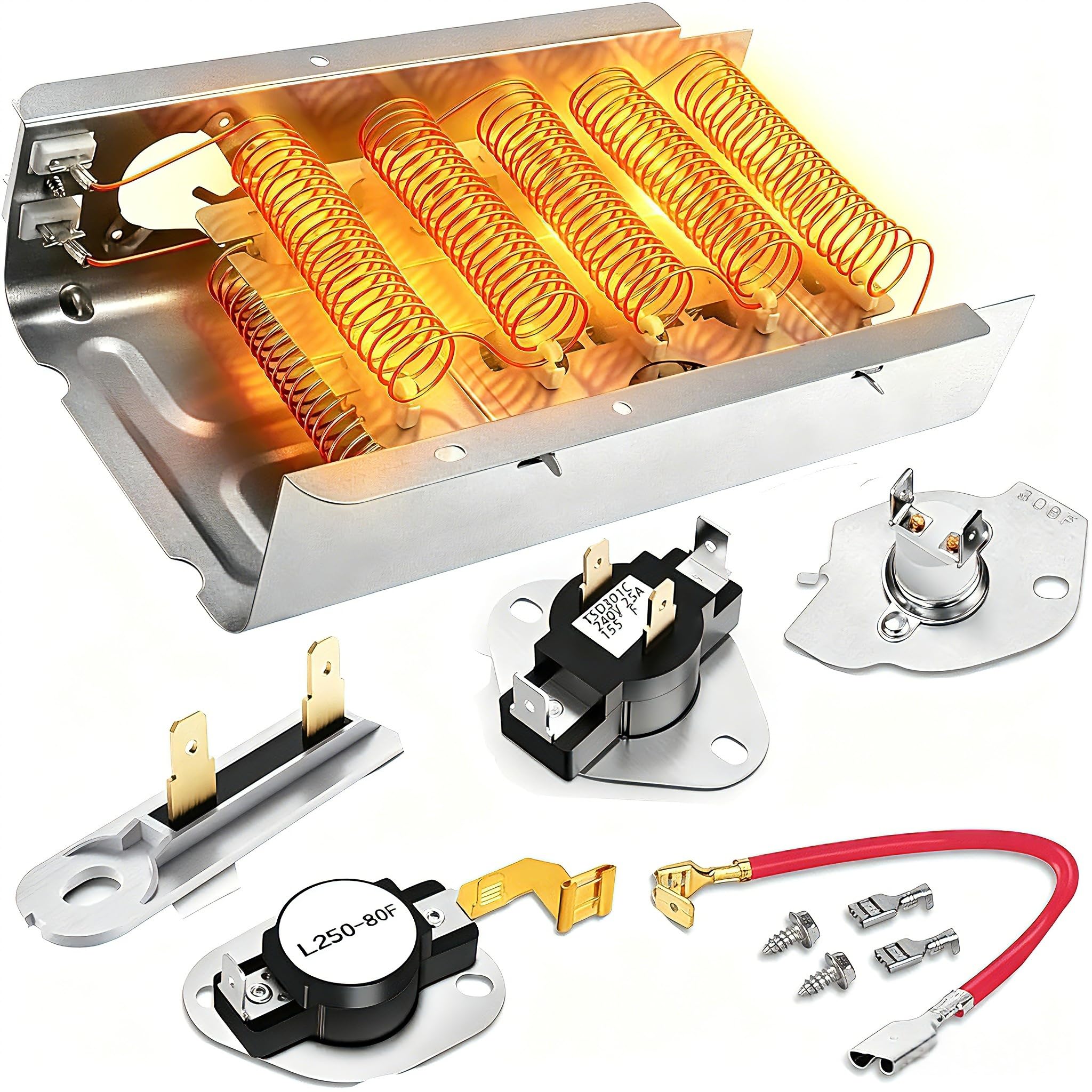Photo 1 of ?Upgraded?279838 Heating Element Replacement for Kenmore Dryer Model 110, 70/80/500 Series & Elite | Fits 110.65132411 110.62332511 11060222510 11060222511 11060602990 11061202011 1106474240