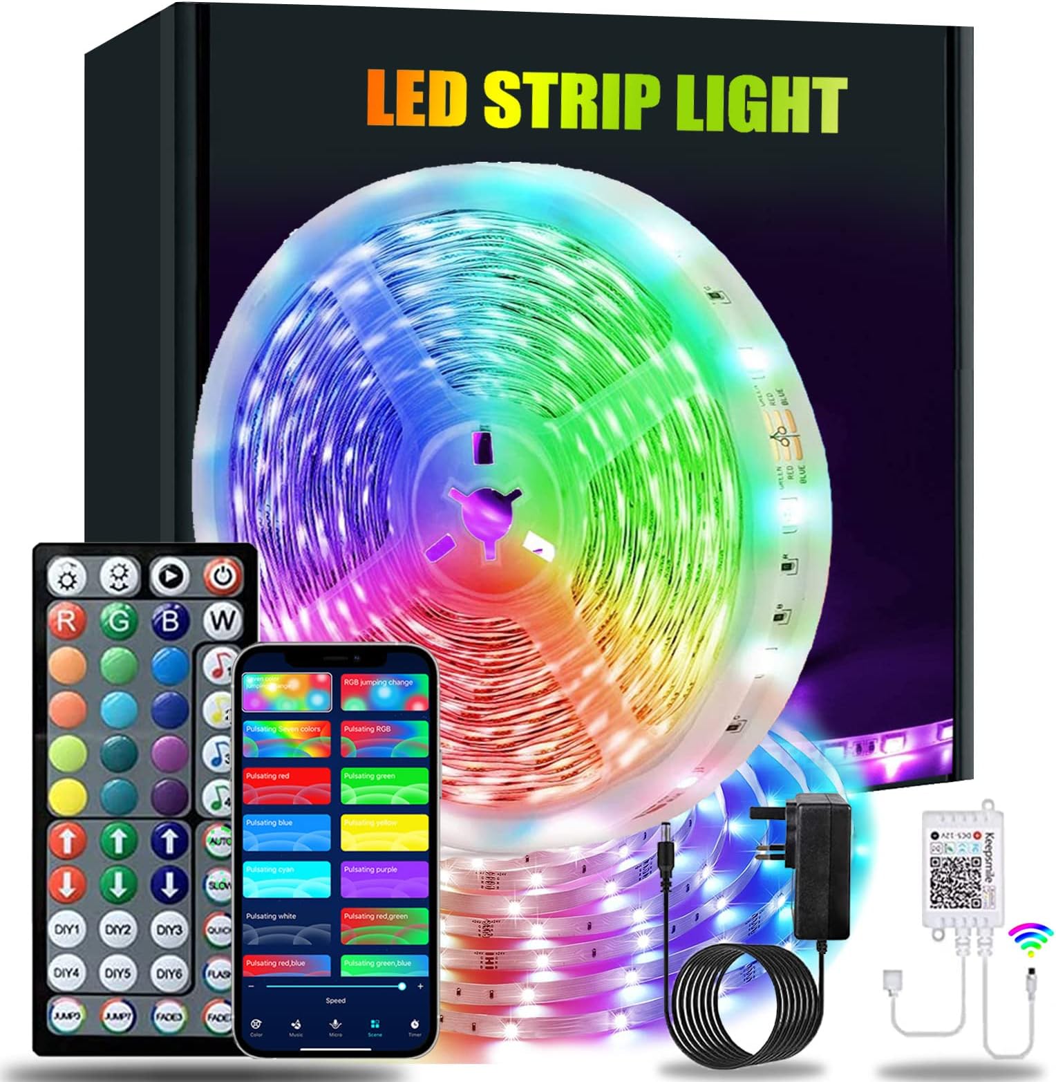 LATKRUU 20m LED Strip Lights with Remote, LED Lights for Bedroom