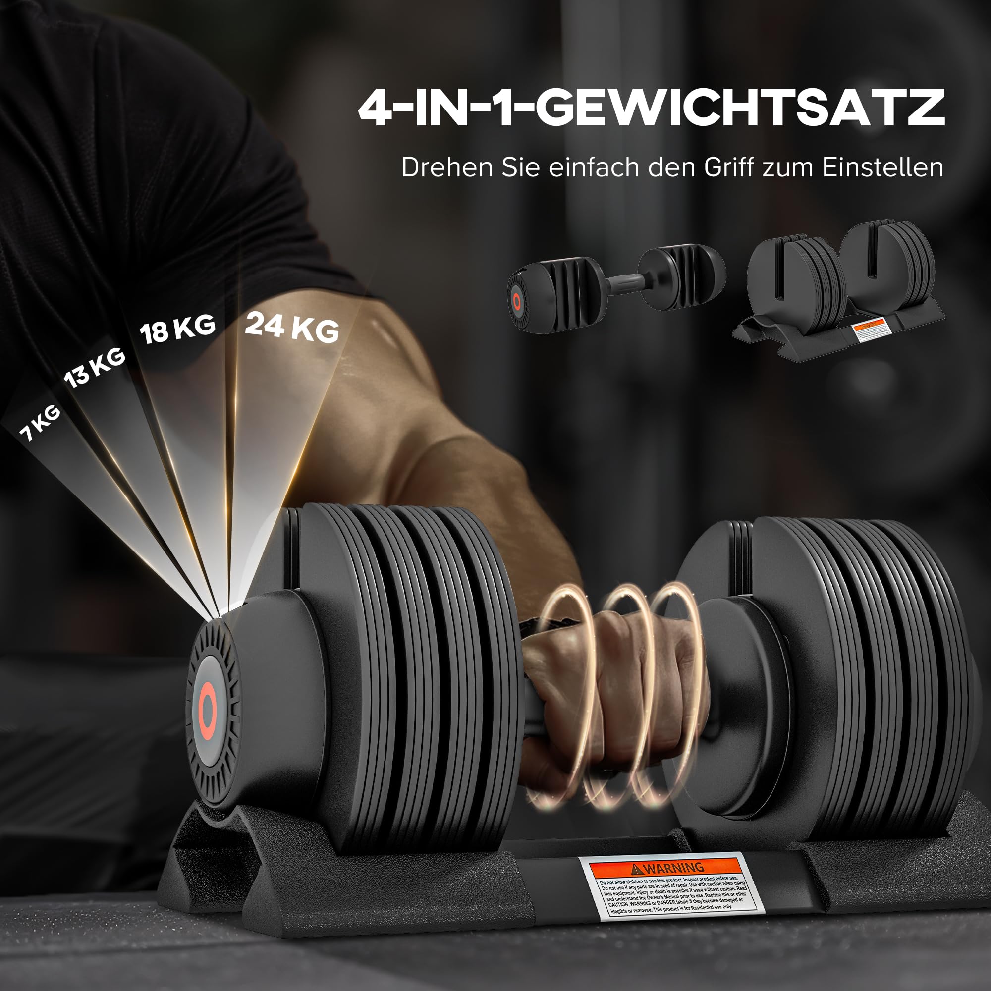 SPORTNOW 3,5-24 kg Verstellbare Hantel mit Ablagefach Rutschfest Griff | Kurzhanteln aus Kunststoff, Dummbell, Zuhause, Fitnessstudio, Krafttraining