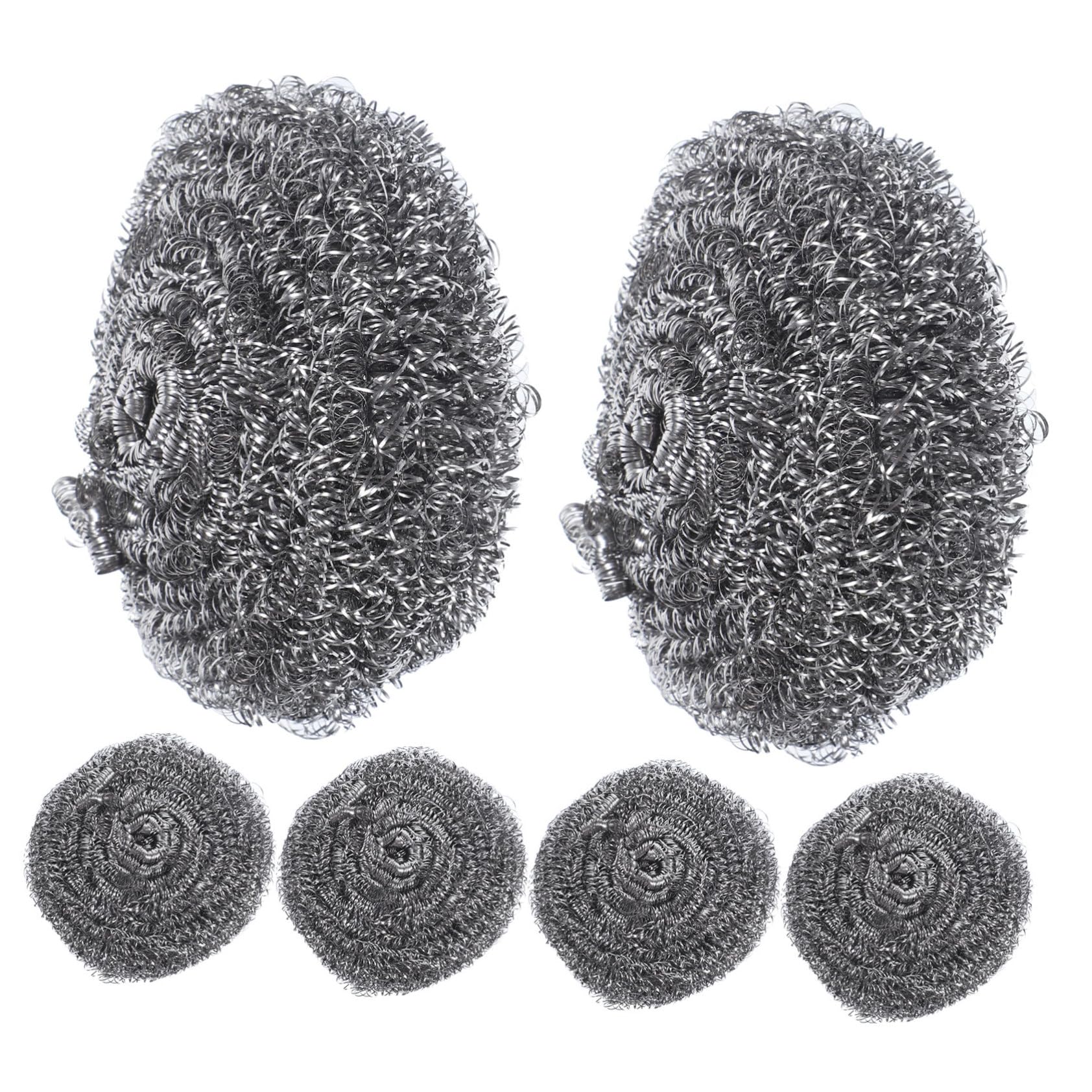 6pcs Steel Wool Pot Cleaning Brush Pot Scrubber Pot Scrub Brush Pot Washing Pan Metal Scrubber Kitchen Supplies Pot Cleaning Ball Grill Stone Cleaning Block Pan Steel Scrubber