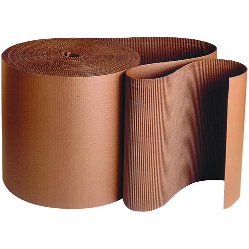 Box USA Corrugated Cardboard Roll Kraft, 12" x 250 Kraft, Single face Corrugated Roll for Packing, Wrapping, Moving, Storage, Sheet Layer Protection, and Shipping Supplies