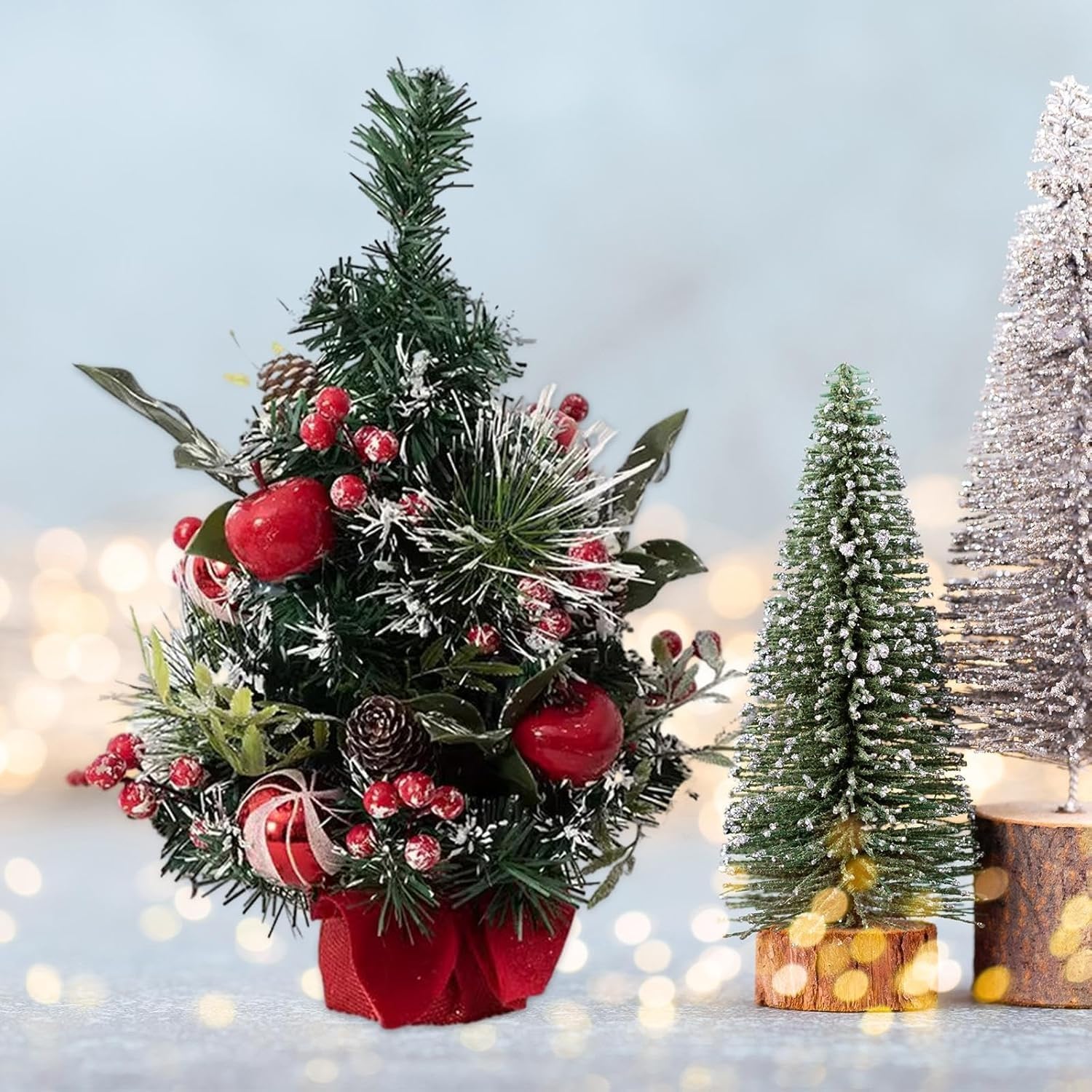 Mini albero di Natale da tavolo da 30 cm/40 cm, piccolo albero di Natale artificiale in cedro for decorazioni natalizie piante artificiali(Rot,40CM)