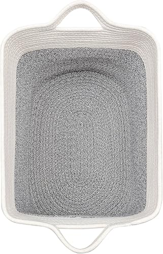Miniatura 6 de Cestas de almacenamiento para ropa, cesta de almacenamiento de cuerda de algodón de tela con asas, cesta tejida decorativa para sala de estar,