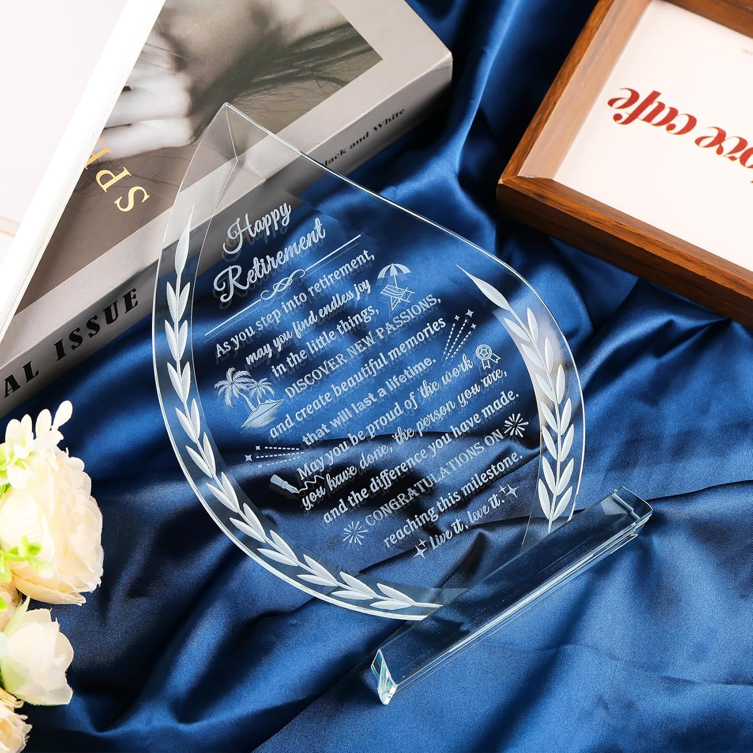 Glass Retirement Gifts for Women Men, Happy Retirement Plaque for Colleagues Boss Friend Going Away, Crystal Farewell Gift Idea for Retiree Retired Keepsakes for Teacher Doctor - Image 2