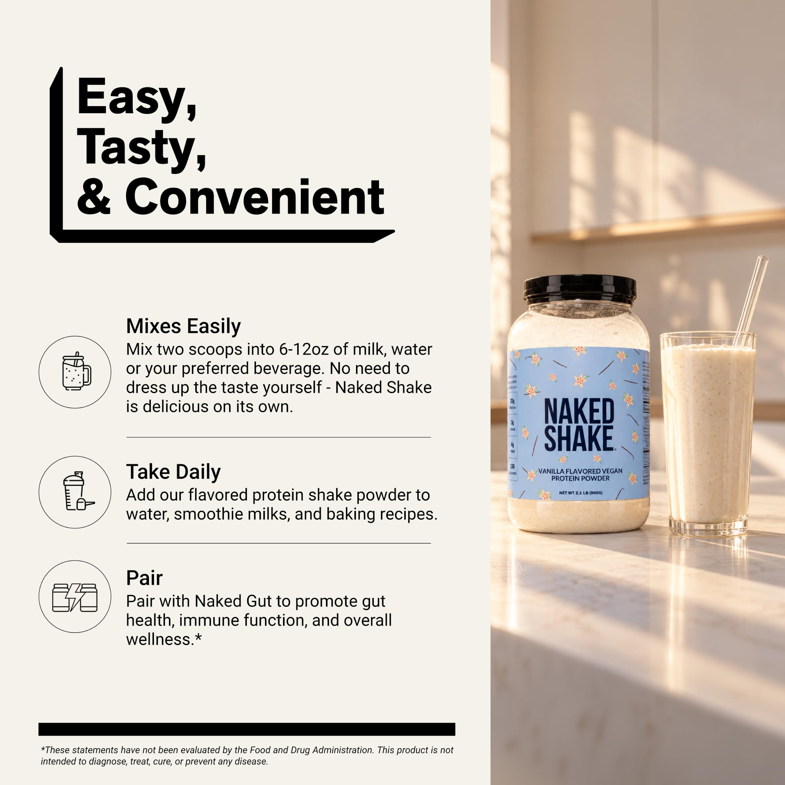 NAKED Shake - Vanilla Protein Powder - Plant Based Protein Shake with Mct Oil, NSF Certified, Gluten-Free, Soy-Free, No Gmos Or Artificial Sweeteners - 30 Servings — Amazon image 7