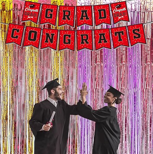 Miniatura 5 de Bcbast Paquete de 2 cortinas de papel de aluminio de oropel de metal mate arcoíris de 3.3 x 8.2 pies, decoración de fiesta para cumpleaños, boda,