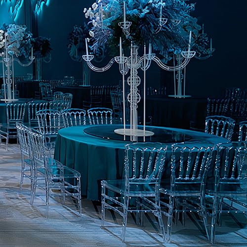 Miniatura 8 de Fohfurniture Juego de 4 sillas fantasmas de acrílico de cristal transparente, sillas de acento Napoleón apilables Chiavari sillas de comedor