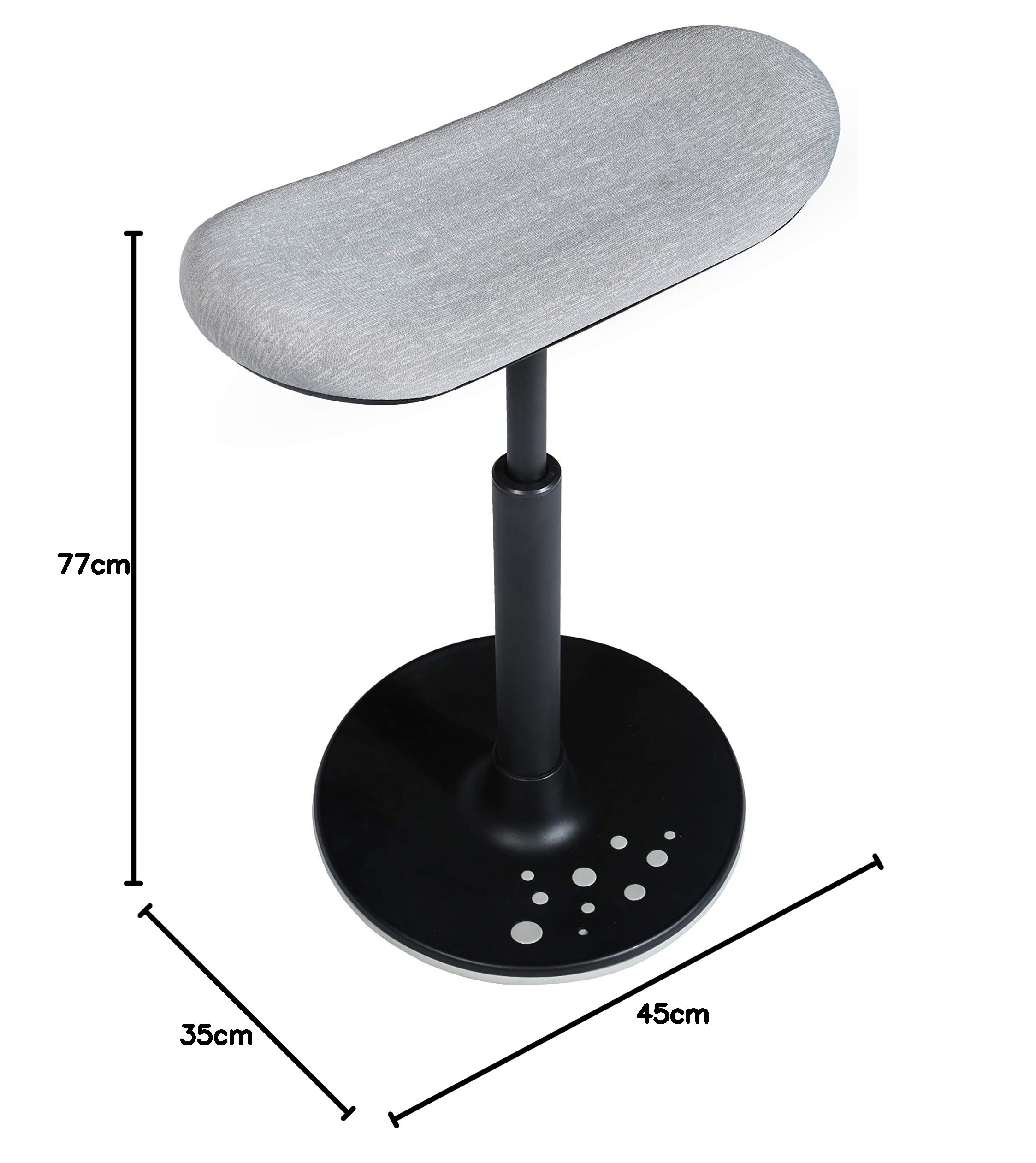 Topstar Sitness H2 - Taburete de Trabajo, Giratorio, Asiento de monopatín, Altura Regulable, Funda de Tela de poliéster, Color Gris Claro