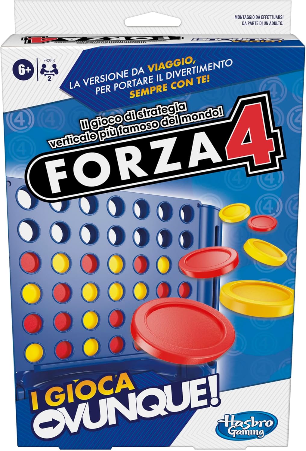 Hasbro Gaming Forza 4, I Play Anywhere, Portable Game, Travel Board Games for Children and Girls Ages 6 and up, Vertical Strategy Toy for 2 Players