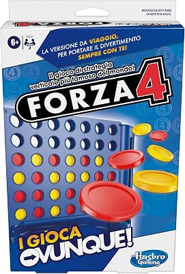 Hasbro Gaming Forza 4, I Gioca Ovunque, Gioco Portatile, per Bambini e Bambine dai 6 Anni in Su, Giocattolo di Strategia Verticale per 2 Giocatori